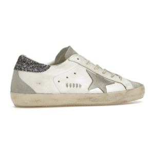 Golden Goose Super-Star – White Dark Grey Glitter
